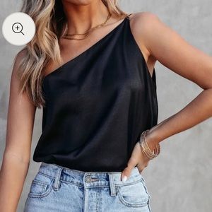 Satin one shoulder top
